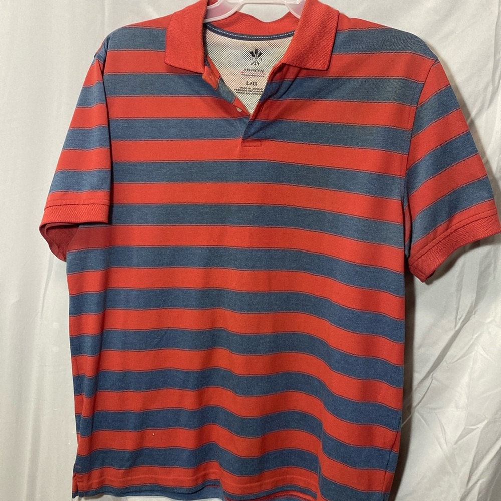 Arrow Performance Polo, striped blue and red. Men’s size L